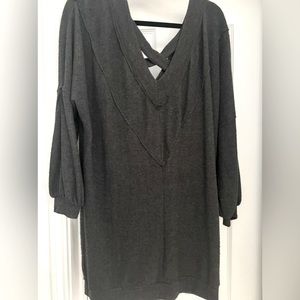 Open Edit from Nordstrom long sleeve light sweater dress. Dark gray.